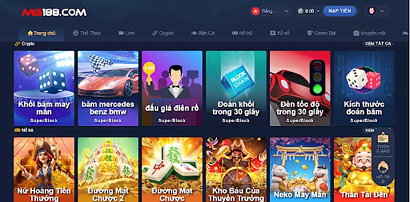 Nhiều trò chơi hấp dẫn tại mg188
