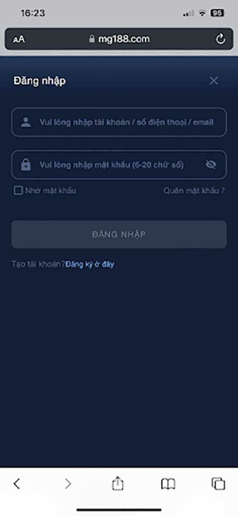 Đăng nhập Mg188 với điện thoại
