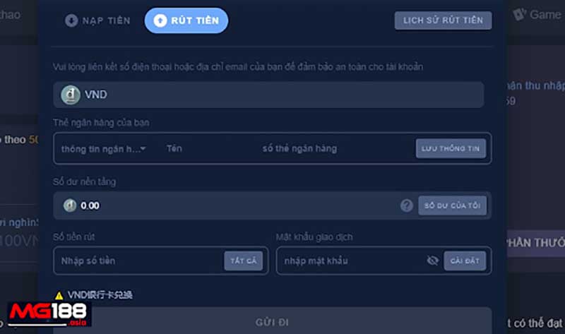 Hướng dẫn rút tiền từ Mg188