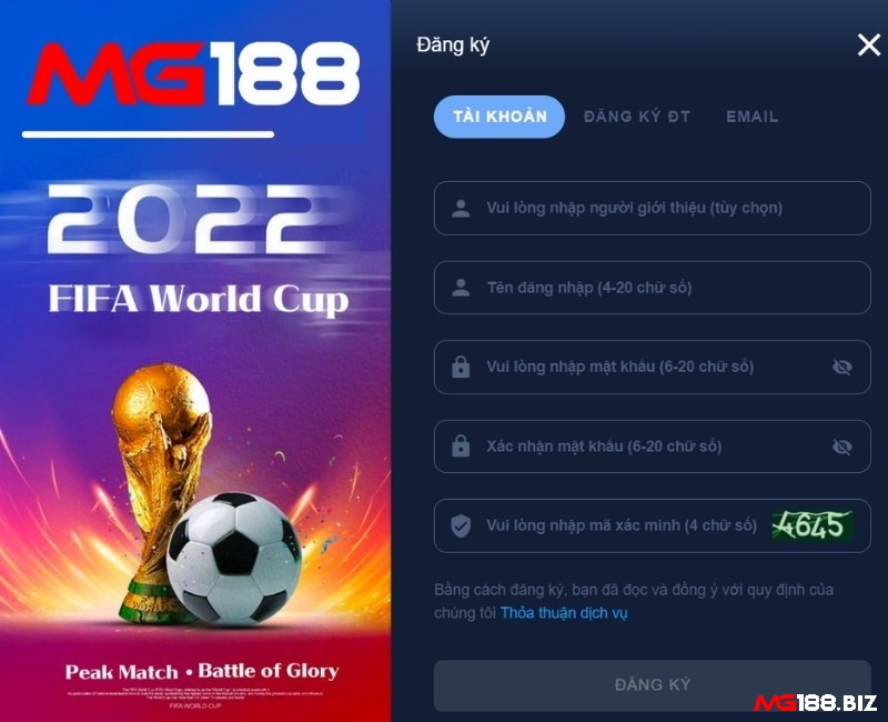 Quá trình đăng ký game bài Mg188 rất dễ dàng