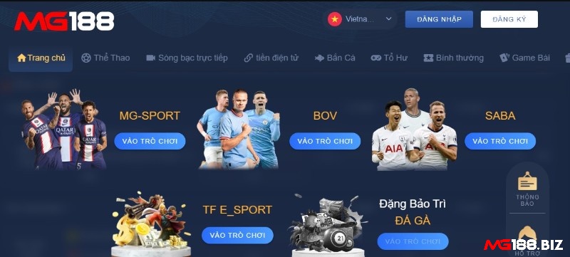 Nhấn nút đăng nhập hay đăng ký để truy cập vào nhà cái