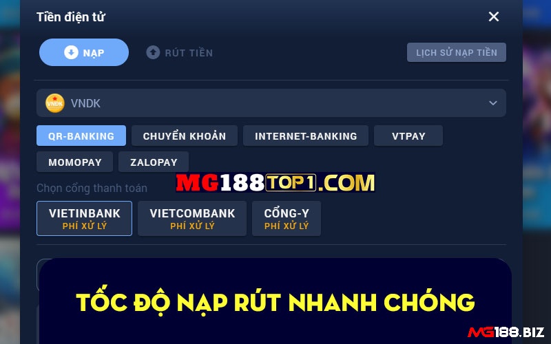 Nạp rút tại Mg188 vô cùng nhanh chóng