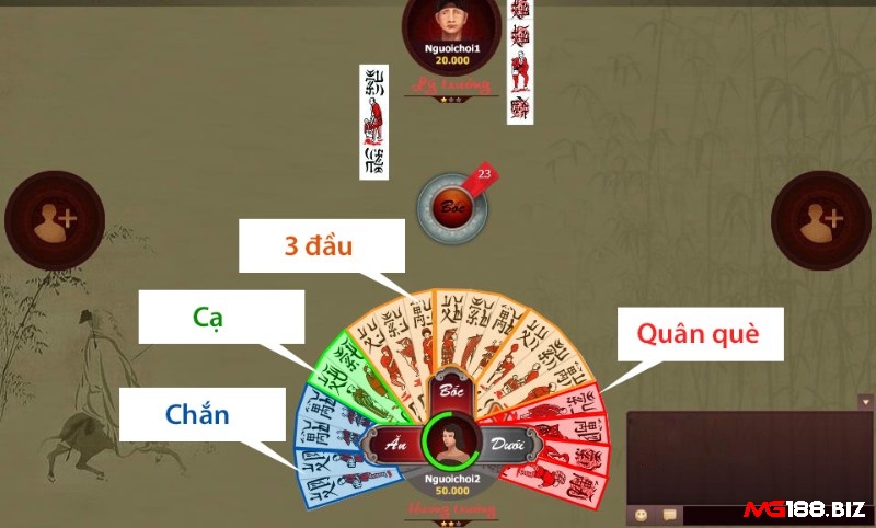 Trong quá trình chia bài khi chơi game chắn bài sẽ được chia thành 5 phần