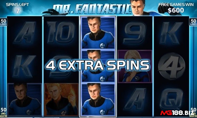 Nhận 4 freespins nếu Mr Fantastic lấp đầy cuộn 3