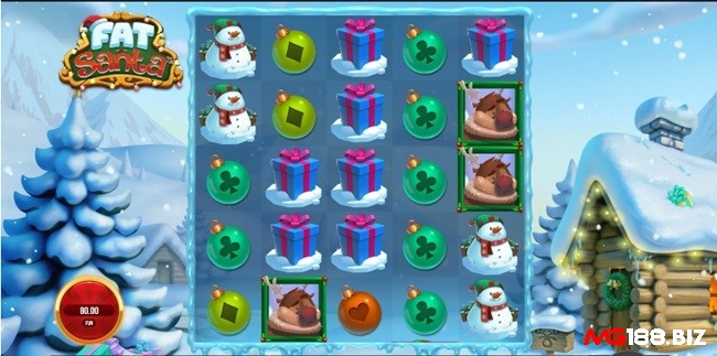 Các cuộn Fat Santa được đặt trong núi tuyết bên cạnh cây thông Noel và căn nhà gỗ ở Lapland