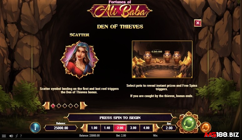 Scatter xuất hiện cuộn 1 và cuộn 5 kích hoạt Den of Thieves