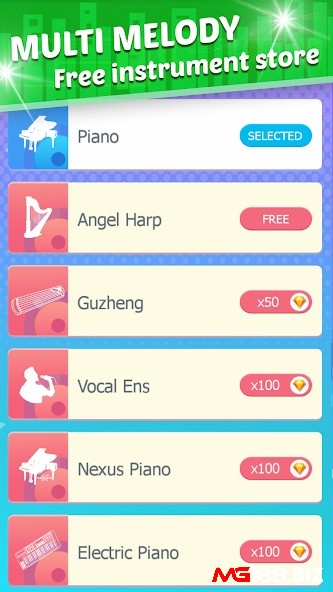 Piano Tap có một kho nhạc đa dạng nhiều thể loại