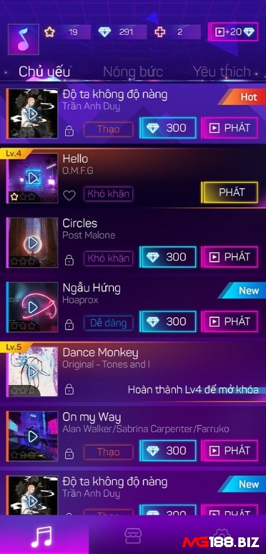 Game Smash Colors 3D có kho nhạc đa dạng nhiều thể loại