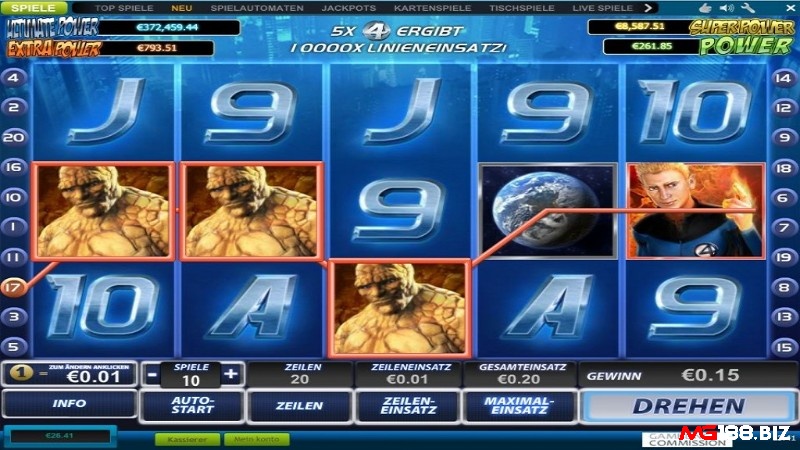 Các biểu tượng thông thường trong game là bộ tứ anh hùng Fantastic Four