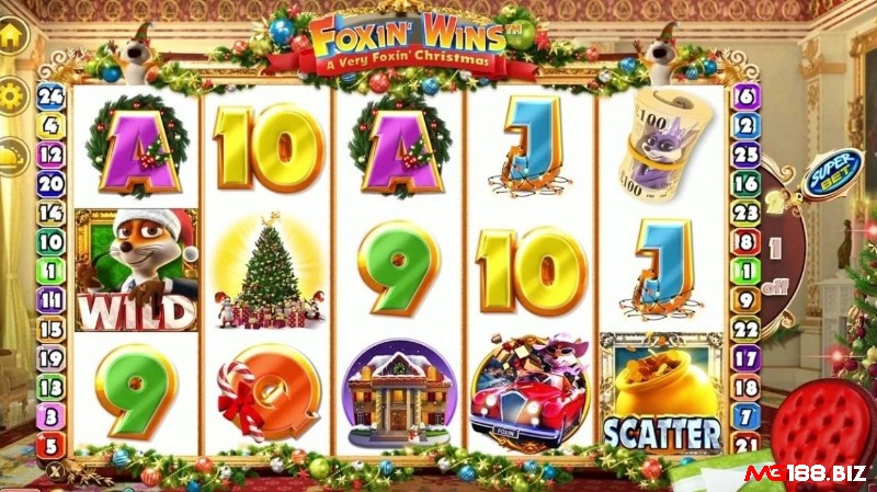 Nhiều tính năng thưởng được tích hợp thú vị trên Foxin Wins a very Foxin Christmas