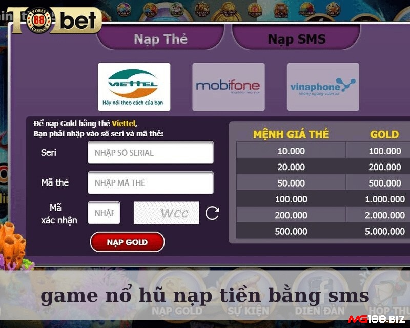 Nạp game nổ hũ sms - rinh ngay phần quà