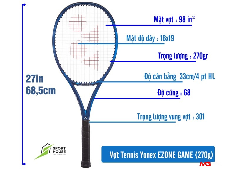 Trọng lượng vợt mang lại sự ổn định và kiểm soát cao