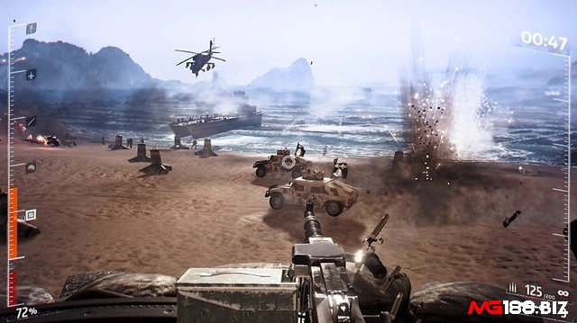 Các game thủ được trang bị đa dạng vũ khí trong Beach Head