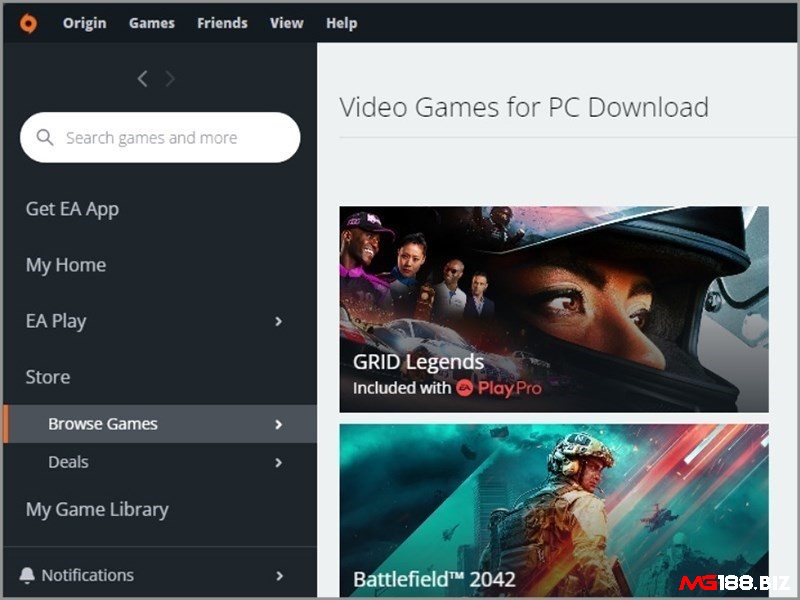 Nền tảng chính thức của EA cung cấp các tựa game nổi tiếng như FIFA, The Sims, Battlefield, và Apex Legends