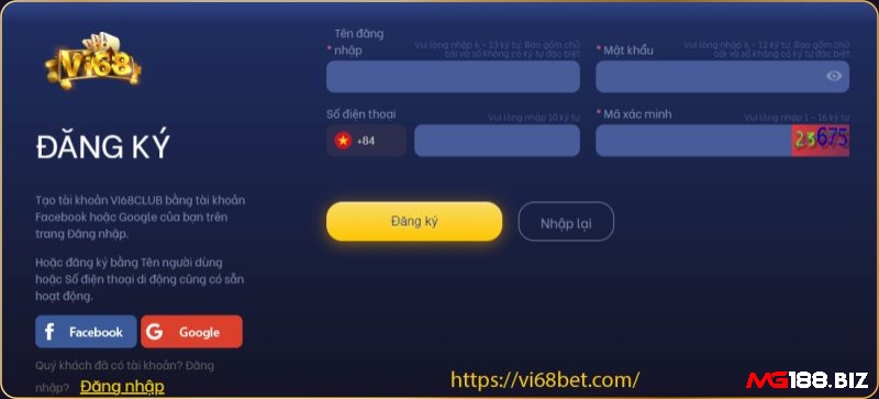 Đăng ký Vi68 Mg188 chia sẻ thực hiện hướng dẫn chi tiết