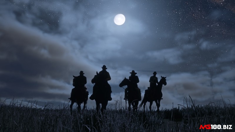 Hình ảnh cưỡi ngựa qua vùng đồng hoang rộng lớn trong Red Dead Redemption 2