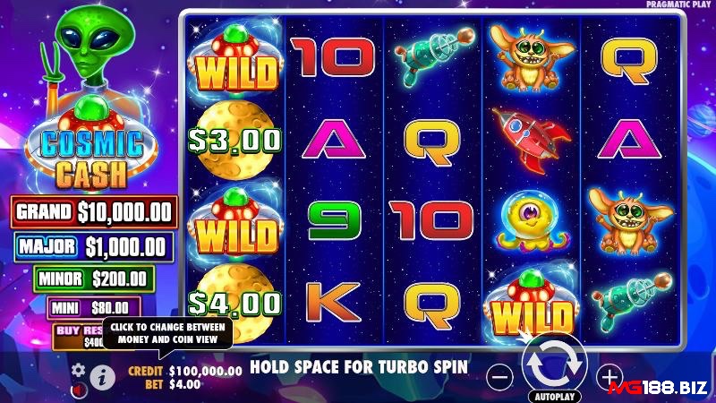 Cosmic Cash là game quay hũ chủ đề vũ trụ với tính năng Zero Gravity Spins và công nghệ AR, mang đến trải nghiệm không gian 3D độc đáo và mới lạ