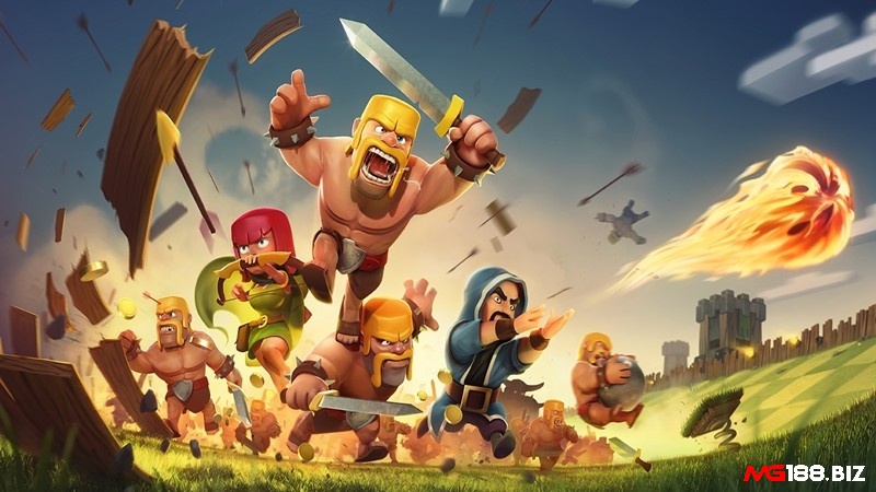 Người chơi dẫn dắt bộ lạc xây căn cứ và phòng thủ chiến lược trong Clash of clans