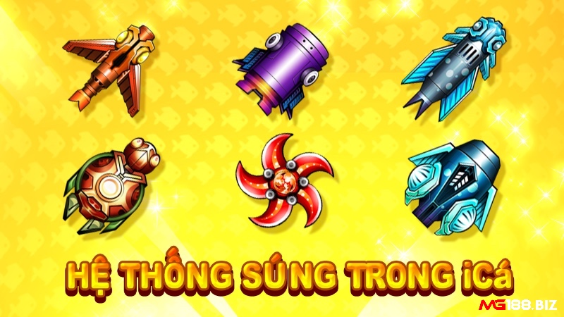 Mỗi loại vũ khí trong game mang lại ưu thế riêng, từ súng laze xuyên cá đến bom diệt hàng loạt.