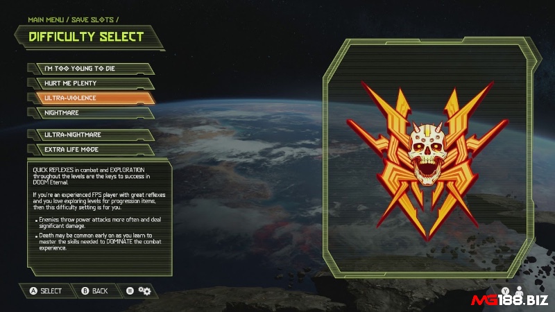 Mức độ thử thách và tùy chỉnh cá nhân trong game DOOM Eternal nhằm định hướng người chơi lựa chọn trải nghiệm phù hợp.