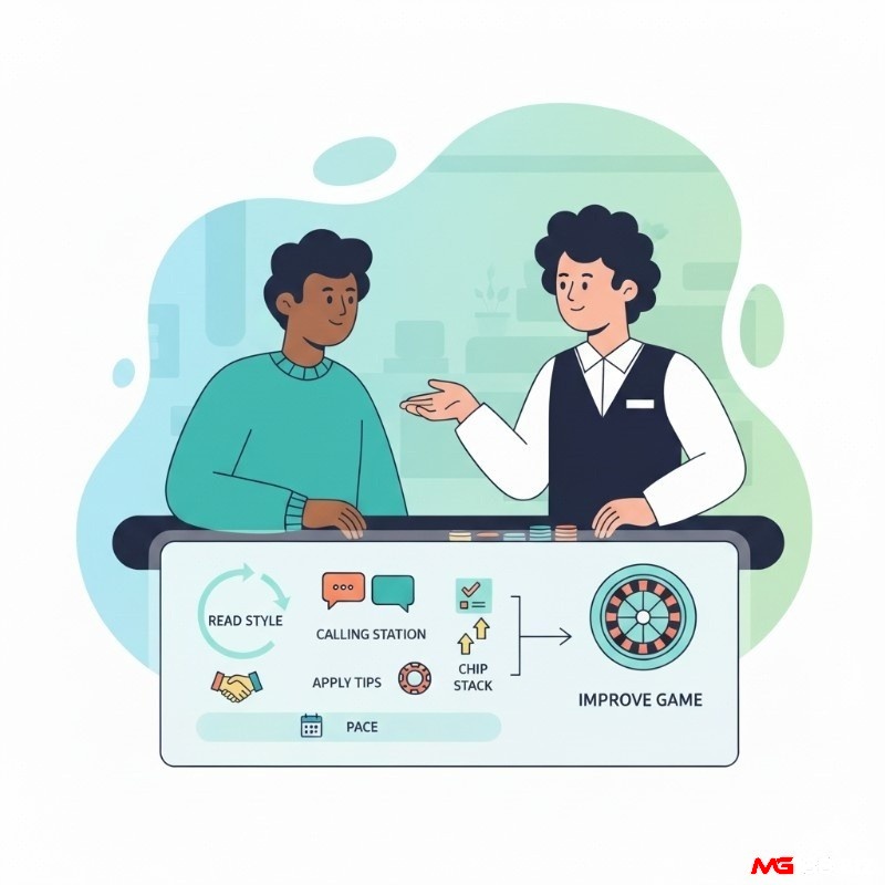 Người chơi poker phân tích phong cách đối thủ (Calling Station, Nit, LAG, TAG) để đọc vị và bluff hiệu quả trong cả môi trường trực tuyến và trực tiếp