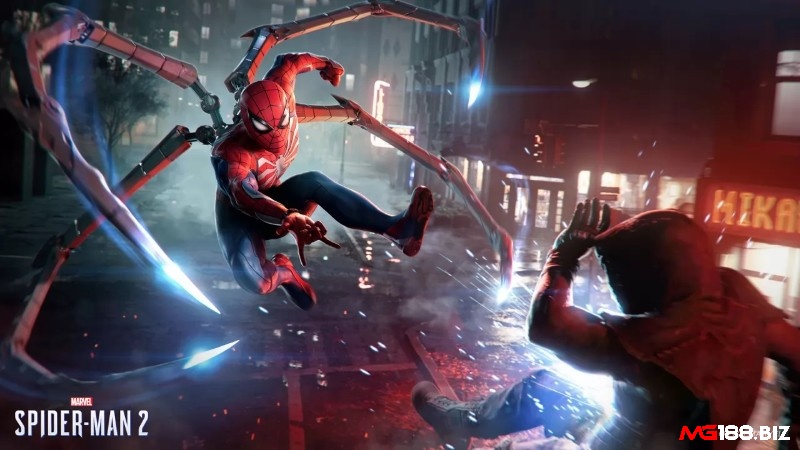 Game Marvel’s Spider-Man 2 có cốt truyện xoay quanh cuộc chiến giữa người nhện chống lại cái ác trong thành phố