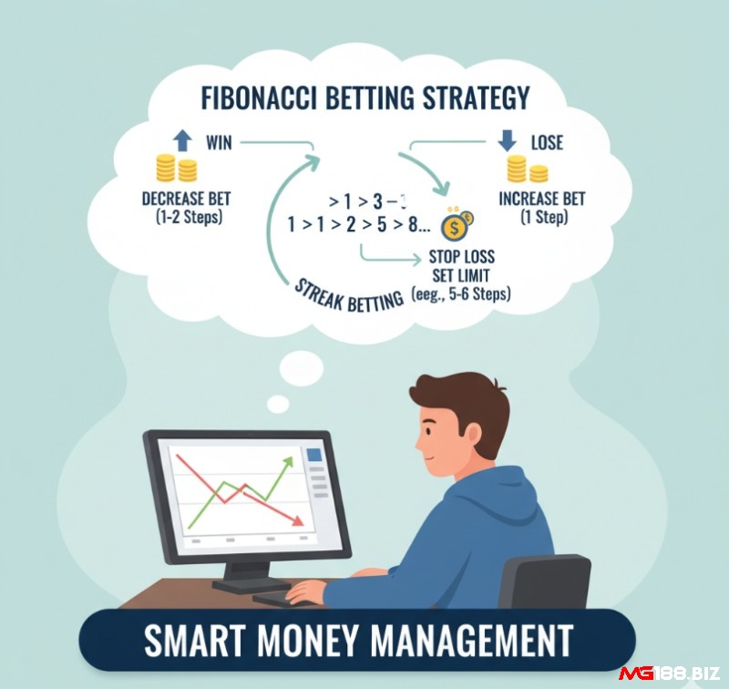 Người chơi cá cược áp dụng nguyên tắc vào tiền Fibonacci cải tiến, tiến một bước khi thua, lùi một bước khi thắng để quản lý vốn hiệu quả