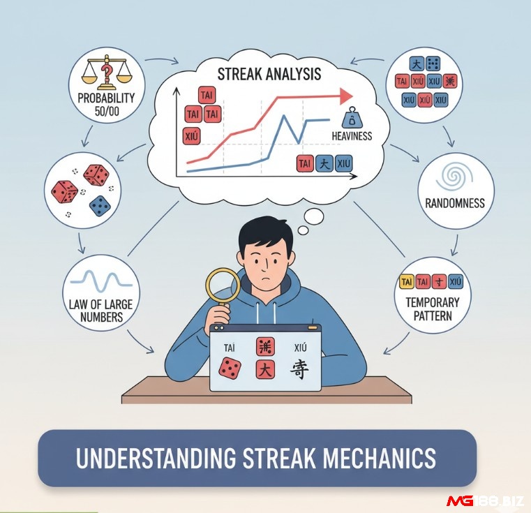Người chơi tài xỉu đang nghiên cứu sự hình thành và các yếu tố ảnh hưởng đến cầu nghiêng, một chuỗi kết quả liên tiếp