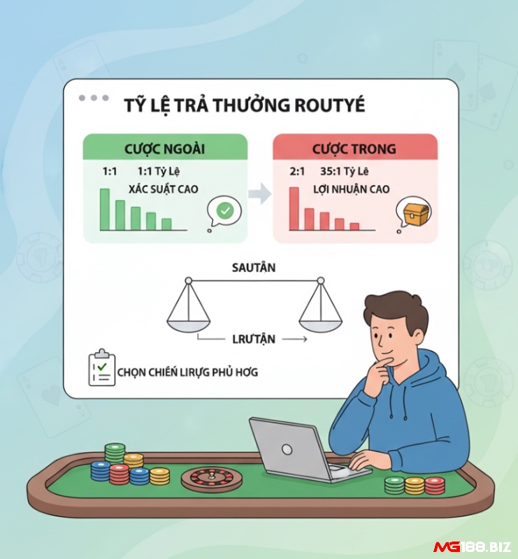 Người chơi Roulette phân tích tỷ lệ trả thưởng của các loại cược để lựa chọn chiến lược cá cược phù hợp