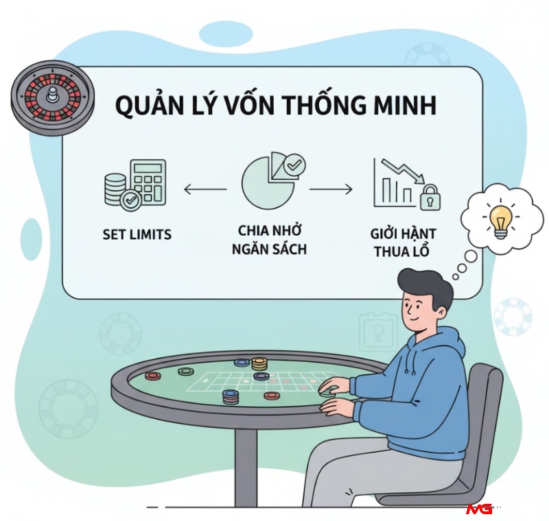 Người chơi Roulette quản lý vốn thông minh, chia nhỏ ngân sách và đặt giới hạn thua lỗ để bảo toàn tài chính