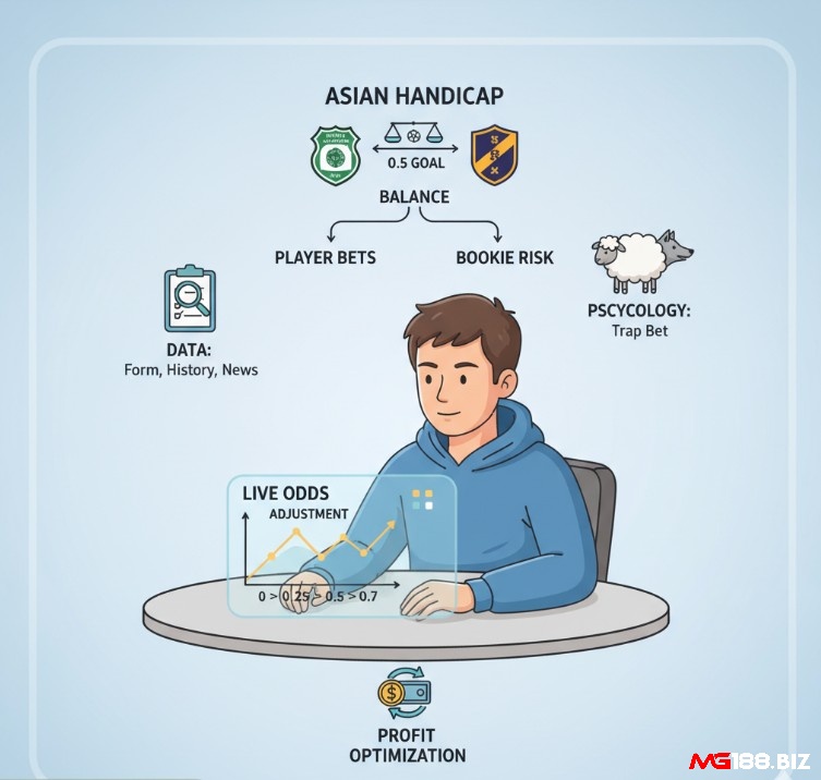 Người chơi bóng đá đang phân tích cách kèo chấp hoạt động và những yếu tố nhà cái dùng để điều chỉnh tỷ lệ cược