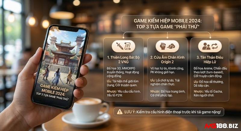 Bảng so sánh top 3 game kiếm hiệp Mobile 2026 "phải thử", phân tích ưu nhược điểm và cảnh báo cấu hình điện thoại