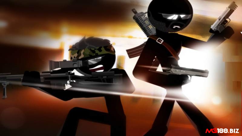 Người Que Bắn Nhau 3 với nhân vật stickman chiến đấu bằng nhiều loại vũ khí trên trình duyệt