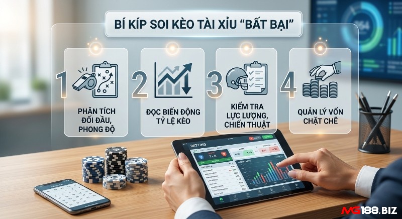 Checklist 4 bước soi kèo tài xỉu bóng đá bất bại: phân tích phong độ, đọc biến động kèo, kiểm tra lực lượng và quản lý vốn chặt chẽ