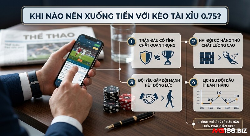 Checklist kinh nghiệm xuống tiền kèo tài xỉu 0.75 là sao dựa trên 4 yếu tố quan trọng và phân tích chuyên sâu tình hình trận đấu