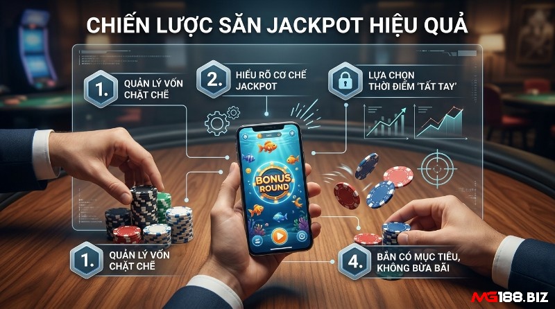 Chiến lược săn game bắn cá có jackpot hiệu quả: quản lý vốn, hiểu cơ chế, chọn thời điểm, bắn có mục tiêu, thể hiện qua tay cầm chip và điện thoại