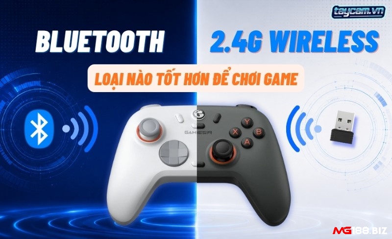 Tay cầm 2.4 GHz phù hợp với game cần phản hồi nhanh nhưng yêu cầu thêm receiver tương thích